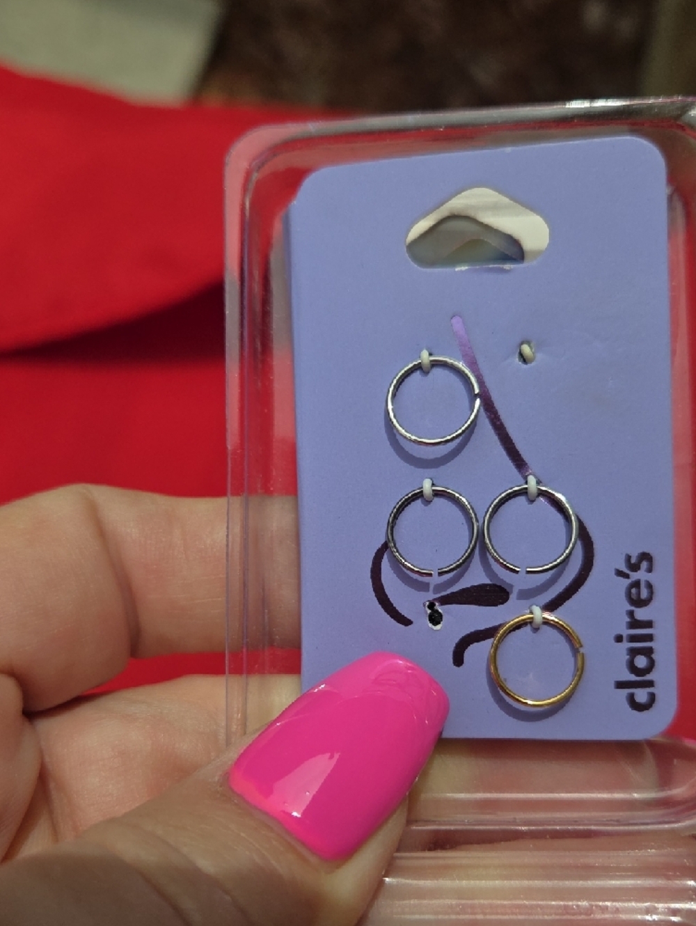 Silver Hoop Nose Rings - Picture 2 of 6